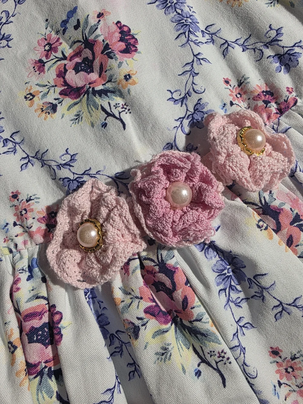 Laura Ashley White Floral Party Dress with Pink Accents